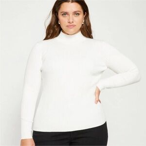 Universal Standard | White Mockneck Ribbed Sweater |  New with Tags